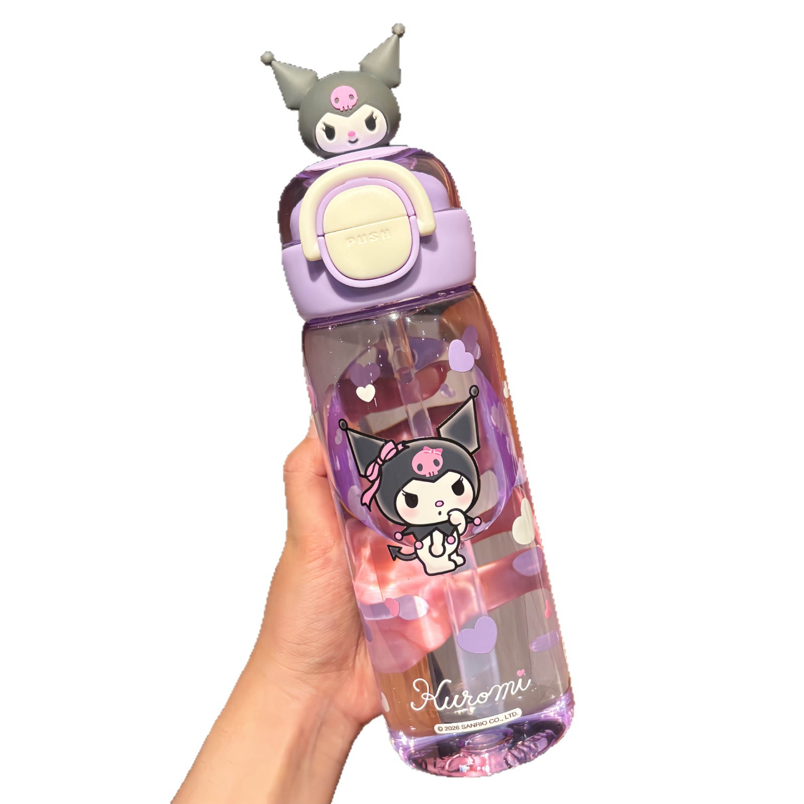 Sanrio 2026 nuevo lindo niño doble bebida taza de paja de alto valor facial para niñas taza de plástico especial para la escuela