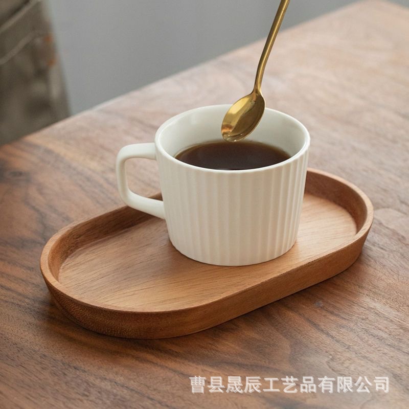 Bandeja ovalada de madera estilo japonés para uso doméstico, adecuada para leche, pan, desayuno, té de la tarde, pasteles, café, con estilo vintage.