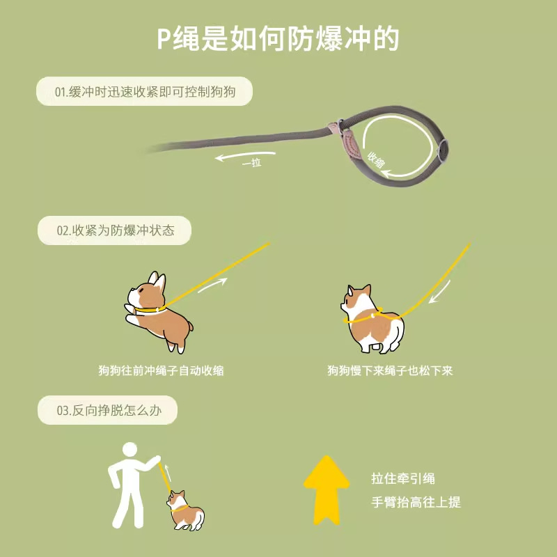 Correa de perro P collar de cadena Golden Retriever Cadena de perro pequeño mediano anti-rotura a prueba de explosiones ponche Corgi perro caminando cuerda