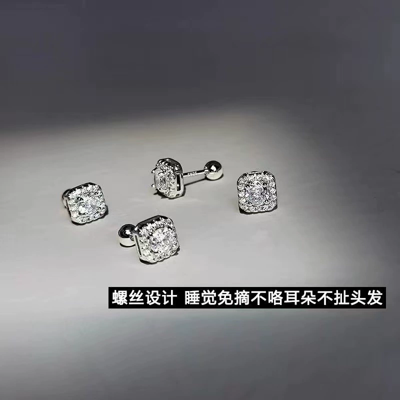 Earrings with zircon, light luxury style, micro incrustation, silver 925 sample