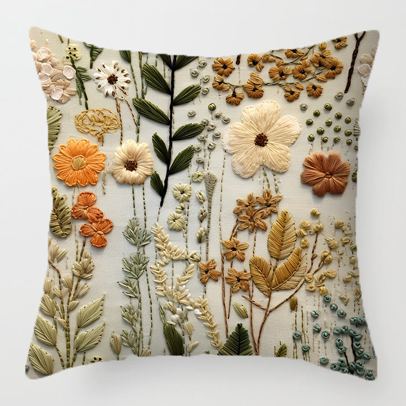 Tanun nuevo retro serie de flores y pájaros almohada Amazon hogar sala de estar sofá estampado almohada al por mayor image 9