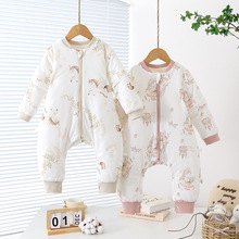 婴儿恒温睡袋加棉秋冬120克夹棉宝宝分腿睡衣新生儿拉链式多功能