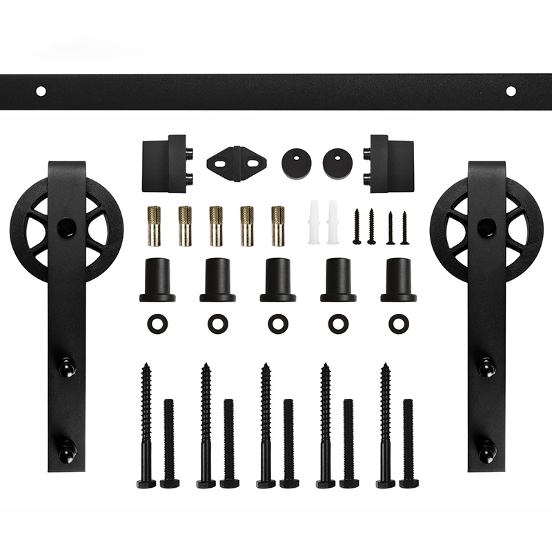 工厂美式谷仓门推拉门滑轮滑轨吊轮家居趟门滑轮滑轨静音工业风
