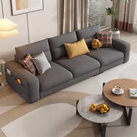 北欧布艺沙发小户型客厅现代简约新款棉麻猫抓布直排贵妃沙发组合