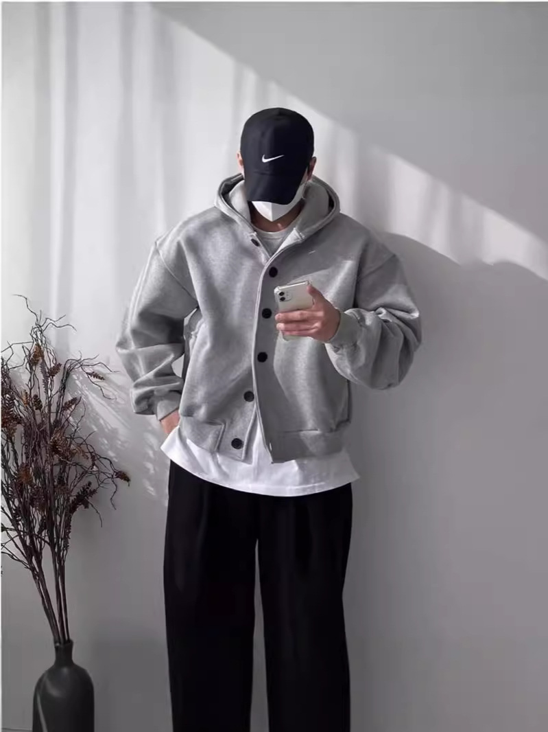 重磅春秋开衫连帽卫衣男潮牌青少年宽松廓形日系痞帅运动休闲外套