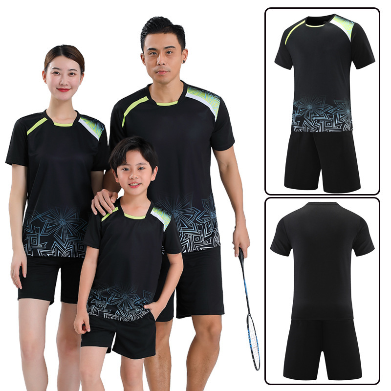 Badminton Suit for Men and Children, Table Tennis Training Suit, Printed Competition Suit, Couple and Parent-Child Jersey
