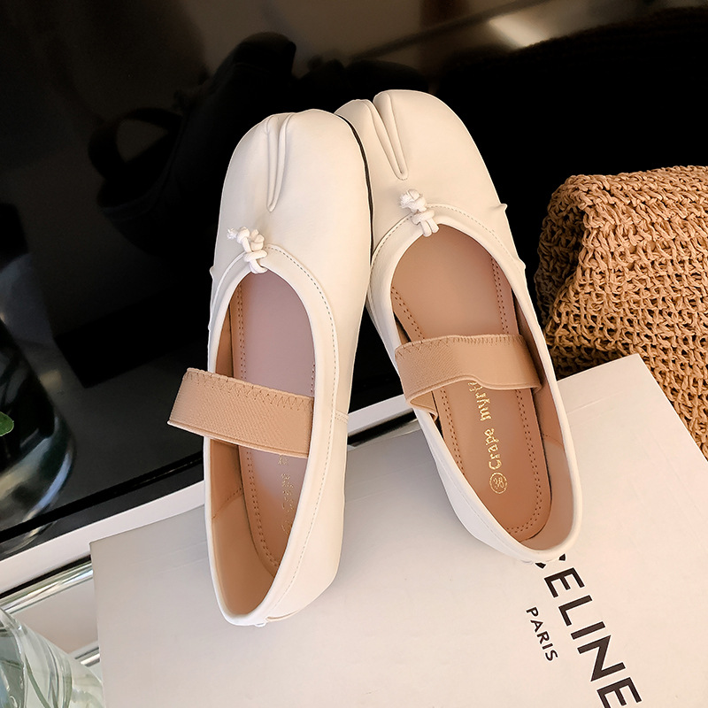 Madre de uva Sra. Yingli ~ Versión de piel de oveja boca baja zapatos de manitas de cerdo con un pie de punta dividida zapatos planos de ballet