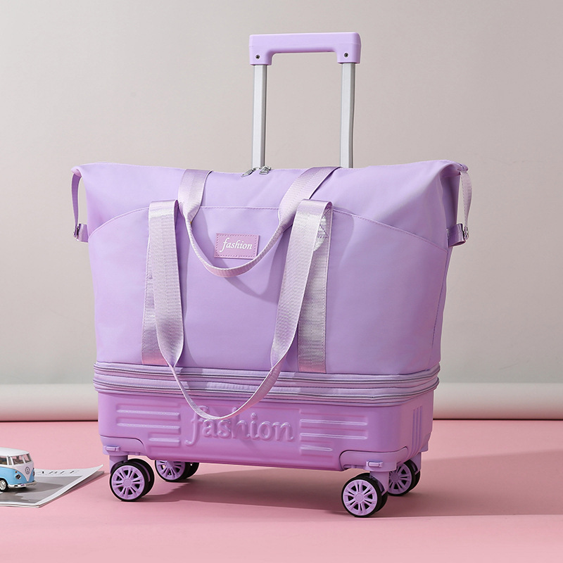 Double-Layer Extended Travel Bag Pulley Long and Short-Distance Luggage Bag Large Capacity Universal Wheel Business Trip Student Storage Luggage Bag