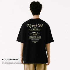 夏の新商品のアメリカtシャツ男性のゆったりした重ポンドの半袖のアルファベットの上着の純綿の丸首のファッションのブランドの男性の底のシャツ