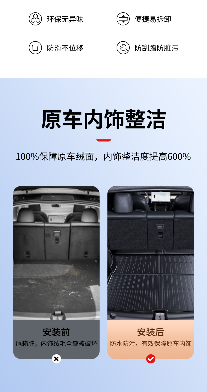 Suitable for the New Version of Model Y3 Tesla Trunk Mat Tpe Front and Rear Trunk Mat Modification Accessories Cross-Border