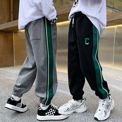 男童秋季運動褲兒童長褲運動男春秋衛褲中大童灰色褲子大童休閒褲