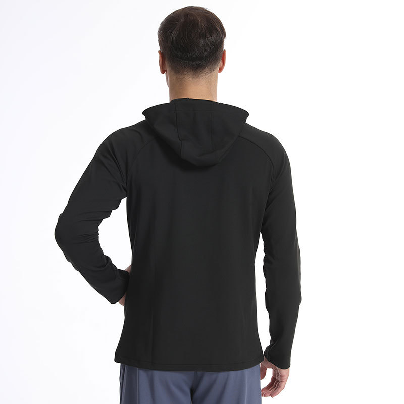 Chaqueta deportiva al aire libre de los hombres de primavera y otoño montañismo a prueba de viento con capucha fitness correr ropa cremallera cardigan de secado rápido de manga larga superior