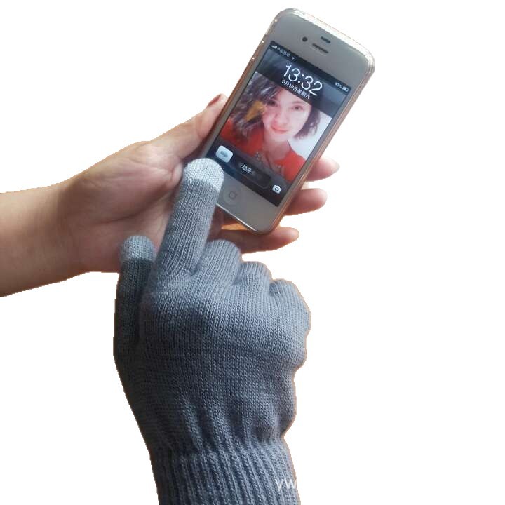 Guantes de punto fabricantes pueden personalizar la pantalla táctil engrosada Guantes Térmicos guantes de pantalla táctil con pelusa en el interior