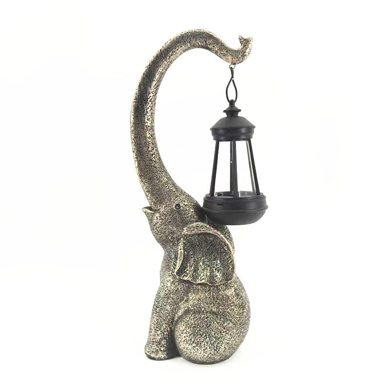 Cross-Border New Elephant Sculpture Outdoor Garden Resin Crafts Solar Light Art Decoration