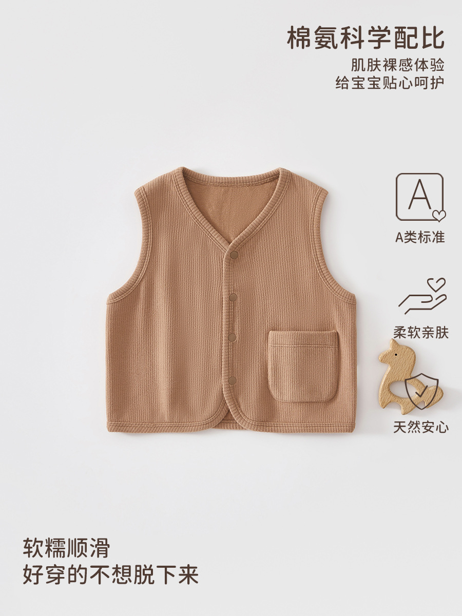 Baby chaleco de otoño y invierno vestido exterior chaleco de bebé hombre y mujer abrazadera de caballo de doble cara abrasión ropa recién nacida para niños hombros