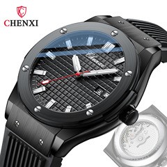 Dawn sweep second movement transparent bottom calendar men's watch live silicone band fashion quartz watch for men
