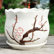 特大号花盆陶瓷带托盘简约绿箩个性大号多肉花盆批发一件批发供应