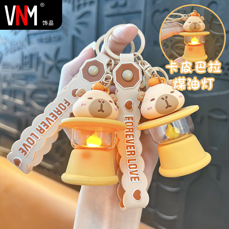 カピバラナイトライト発光キーホルダー漫画かわいいペンダント学生スクールバッグペンダント車のキーホルダー|undefined