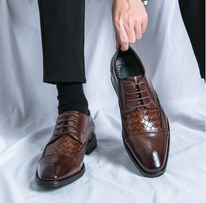 4748 zapatos de cuero transfronterizos de hombre, cordones de zapatos de hombre, tallado, tejido, vestido formal de negocios, zapatos de boda image 7