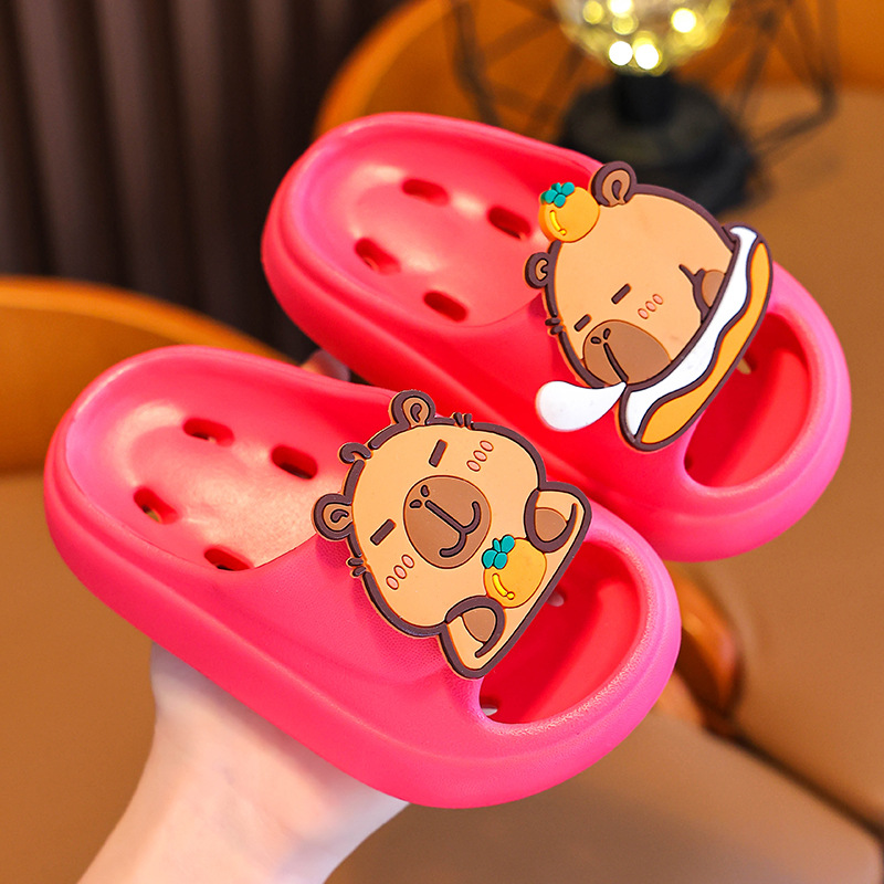 Capibara zapatillas de verano para niños, niños y niñas pisando la mierda, fugas antideslizantes para baño, padres e hijos, zapatillas de baño para niños