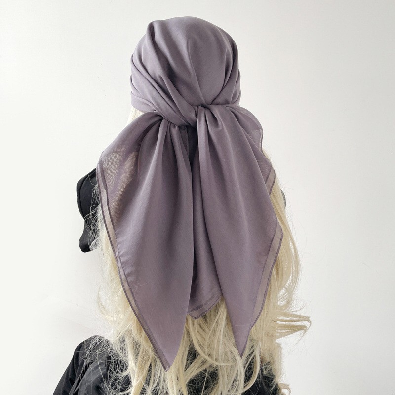 Cross-Border Autumn New Product 95cm Silk Scarf Solid Color Large Square Scarf Women's Headscarf Fairy Style Scarf Shawl Foreign Trade Wholesale Cross-Border Autumn New Product 95cm Silk Scarf Solid Color Large Square Scarf Women's Headscarf Fairy Style Scarf Shawl Foreign Trade Wholesale