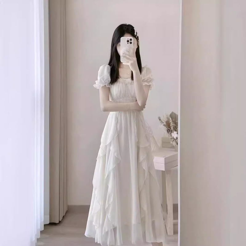 French White High-end Fairy dress Women's Summer 2025 New Super Fairy Princess Dress Gentle Long Dress French White High-end Fairy dress Women's Summer 2025 New Super Fairy Princess Dress Gentle Long Dress
