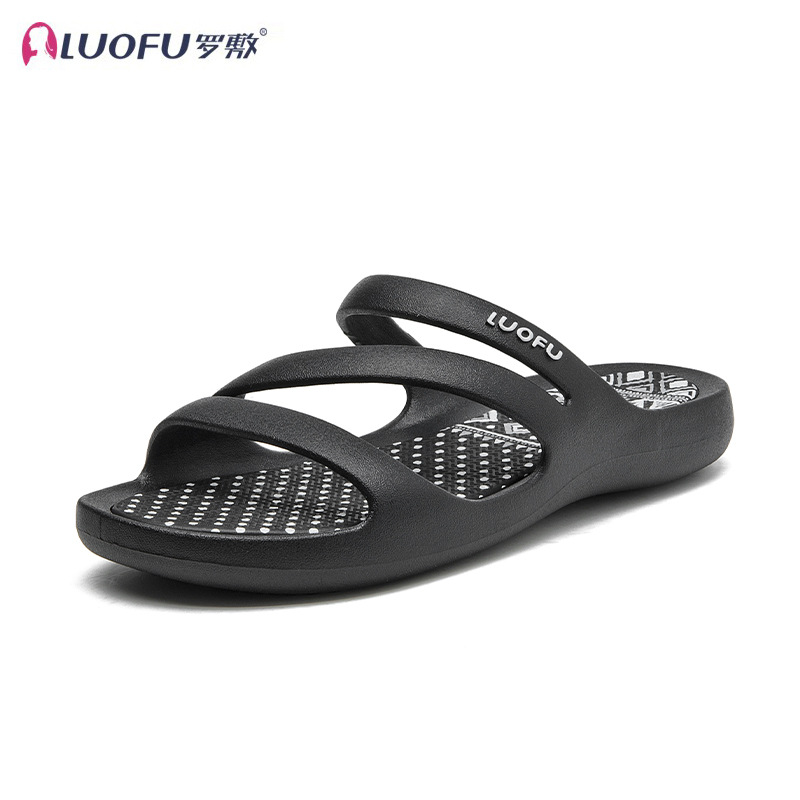 Luo Fu diseño original figura geométrica hebilla superior irregular fondo plano casual sandalias Boken zapatillas madre suave