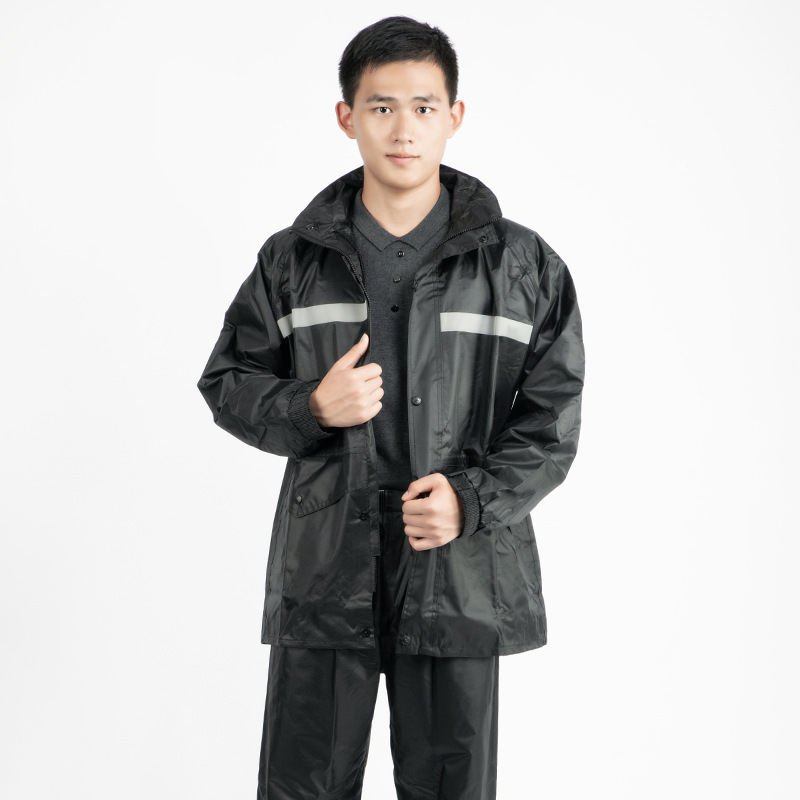 Factory Wholesale Thickened Pongee Warning Raincoat Adult Waterproof Reflective Split Pongee Raincoat Factory Wholesale Thickened Pongee Warning Raincoat Adult Waterproof Reflective Split Pongee Raincoat