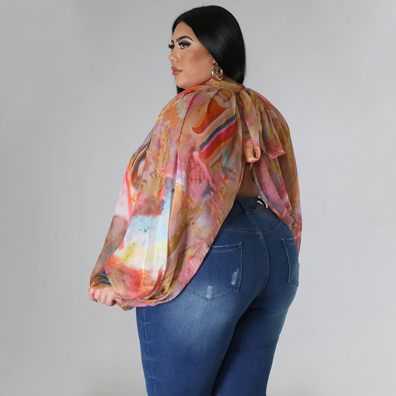 252g Weight Long Sleeve Sleeve Length Regular Sleeve Sleeve Type Spandex, Polyester, Chiffon Fabric Type Long Top Length Blouse Tops Type Daily, Street Occasion Round Neck Neckline Regular Fit Fit Type Color Block Pattern Spring&Summer Season Streetwear Style Blouse Long Sleeve Plus Size Tops Streetwear Color Block 21