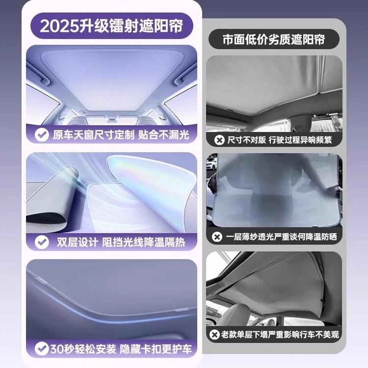 适用于小米YU7/SU7全景天幕遮阳帘天窗冰晶ultra车顶防晒隔热用品|undefined