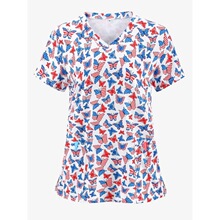 Q 81431 V-Neck Flag Print Uniform ӡ���Ʒ� ŷ���羳