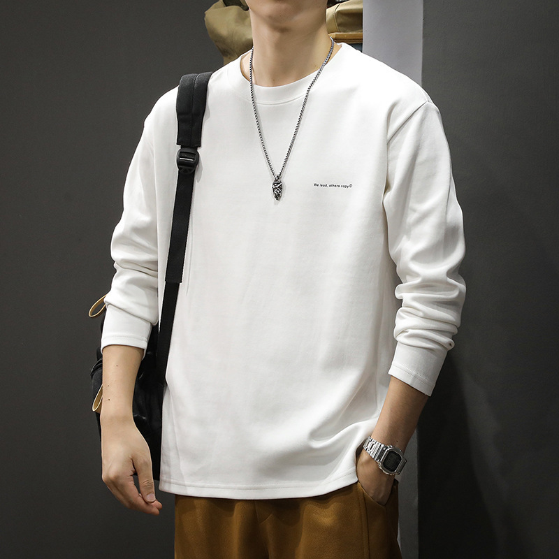 Autumn Heavy-weight Simple Solid Color Long-sleeved T-shirt Men's Loose Fashionable plus size Casual Slim-fit Sweater Crewneck Base Shirt Autumn Heavy-weight Simple Solid Color Long-sleeved T-shirt Men's Loose Fashionable plus size Casual Slim-fit Sweater Crewneck Base Shirt