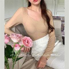 Elegant Swan Neck Spring and Summer Low-Neck Seamless Base Layer Top for Underwear, Slimming, Bralette, Base Shirt with Bra Pads