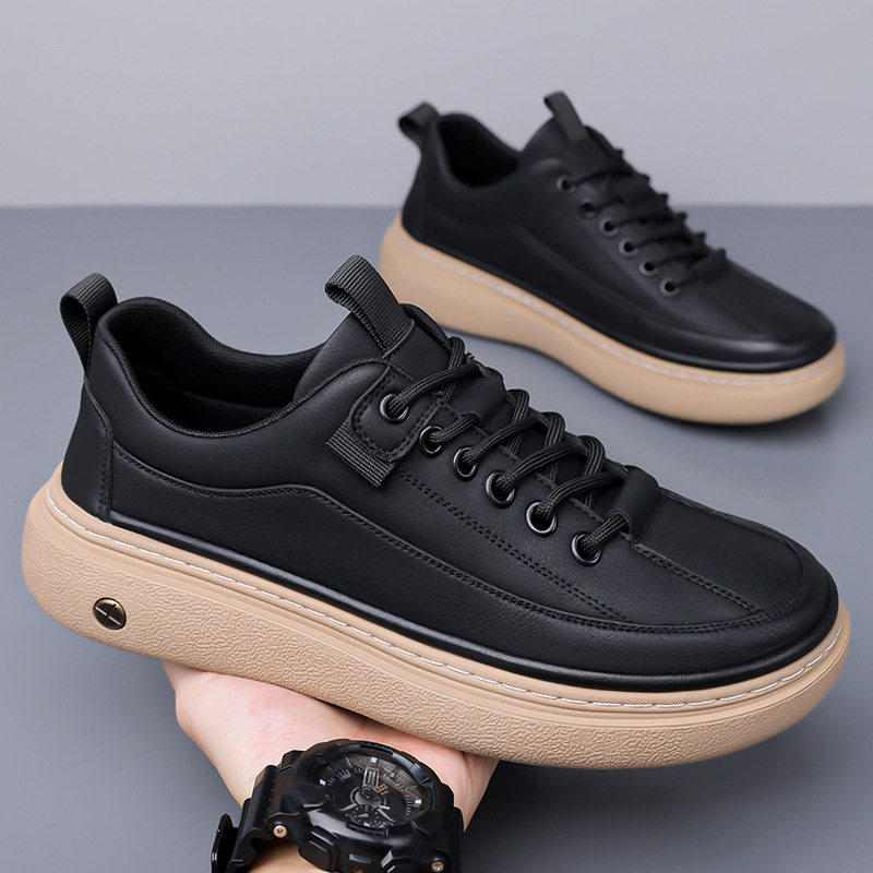 Giày da nam sneaker cổ thấp phong cách retro, đế cao su, dây buộc, phù hợp đi chơi và lái xe — GX1617 màu nâu, GX1617 màu đen
