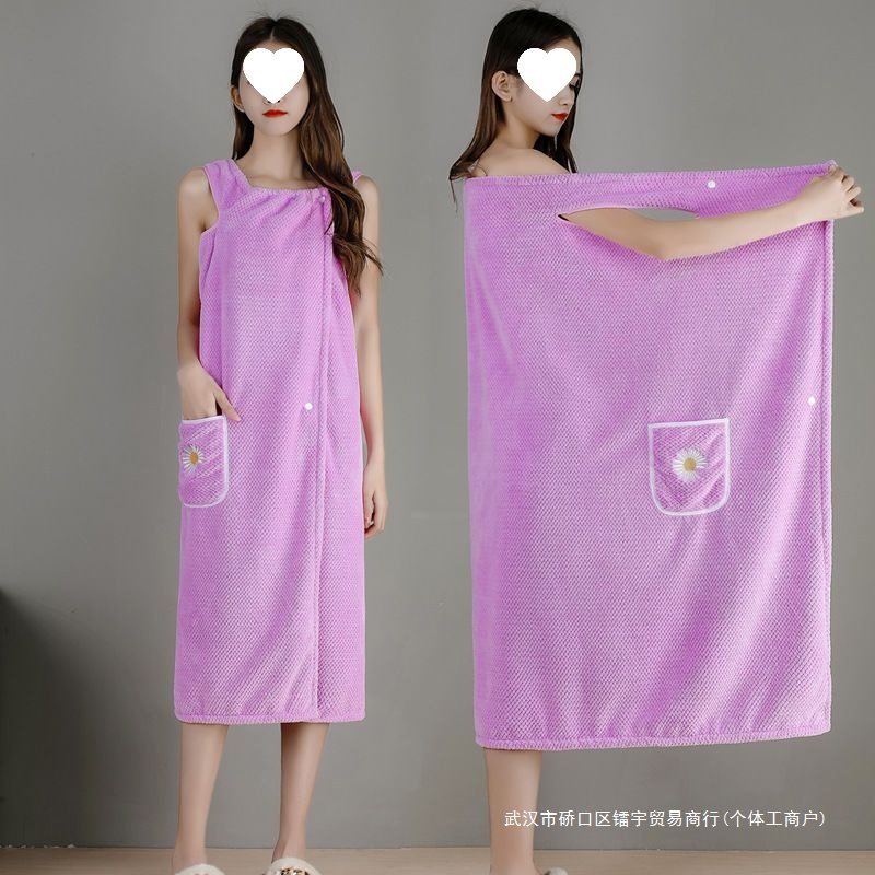목욕 타월 여성 착용 및 포장 성인 가구 슬링 목욕 가운 목욕 스커트 흡수성 면화 새 겨울