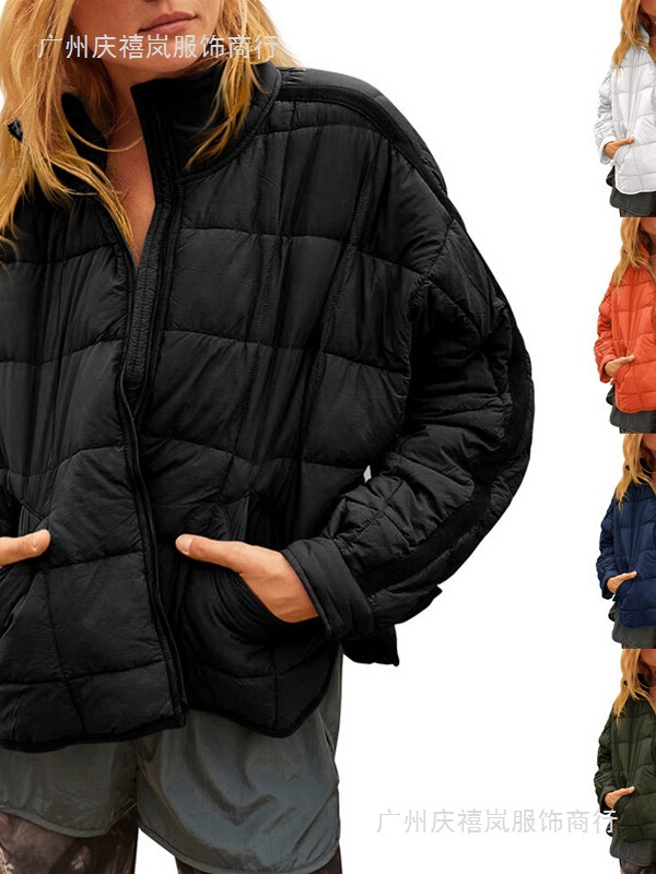 New Autumn and Winter European and American Style Women's Lightweight Zippered Compressible Cotton Short down Jacket New Autumn and Winter European and American Style Women's Lightweight Zippered Compressible Cotton Short down Jacket