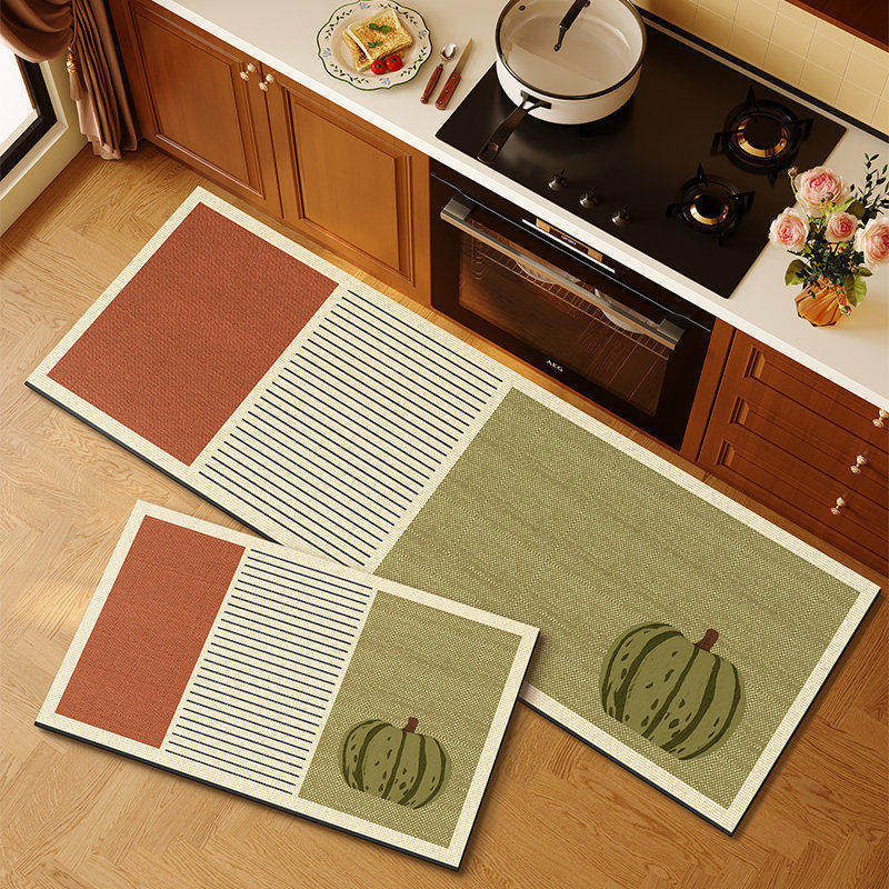 American retro cocina alfombra de suelo de absorción de agua alfombra de suelo de puerta de aceite dos piezas conjuntos de alfombra antideslizante resistente al desgaste fácil de cuidar