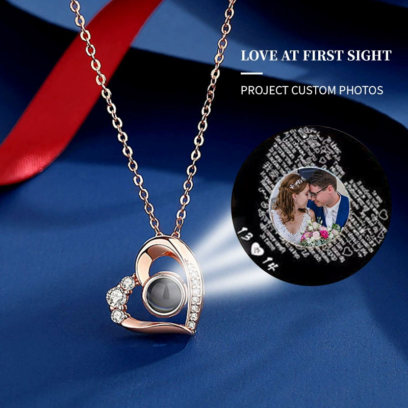 Cross-border Foreign Trade 100 Languages ​​I Love You Necklace Nano Projection Color Picture Photo Text Customized Love Necklace