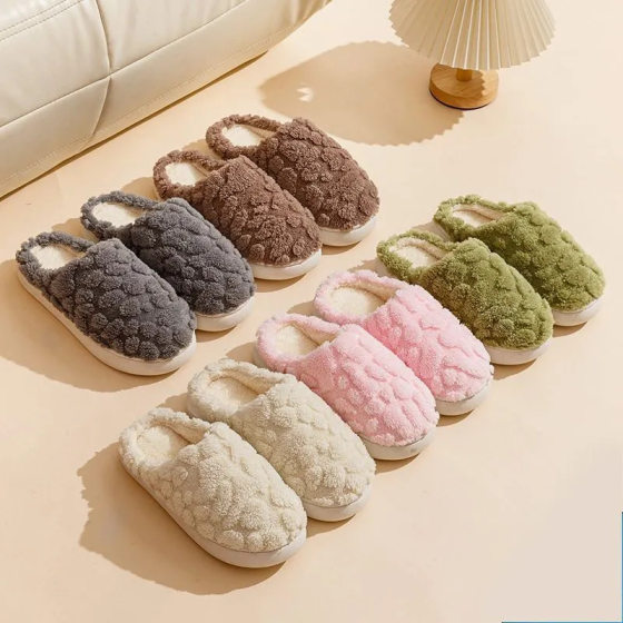 2024 New Arrival Dung-feeling Cotton Slippers Winter Household Plush Indoor Moon Shoes Couple Warm Non-slip Home Shoes