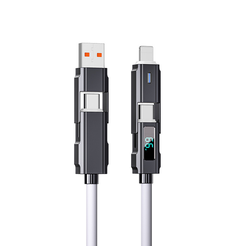 デジタルデータケーブルtypec四合一シリカゲルPD速充線一モップ四usbアンドロイド携帯電話充電線卸売り|undefined