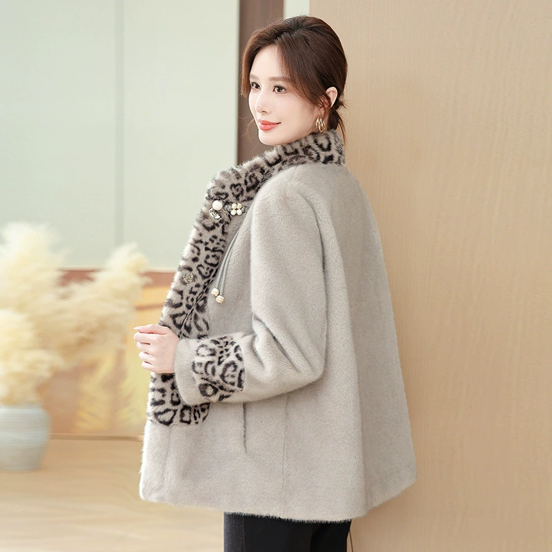 Elite demi-season coat for mother, velvet jacket, for middle age, plus size