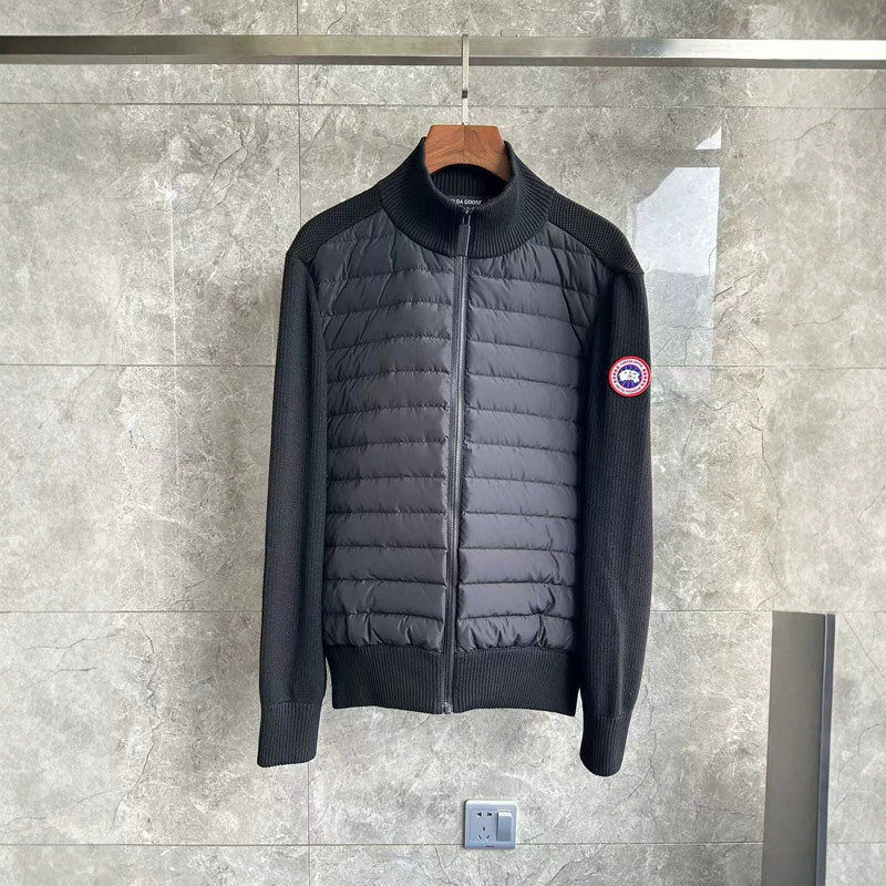 Cross-border Canada Goose down jacket, knitted sweater, patchwork design, men's style, 6830, full-zip lightweight jacket, thin outerwear