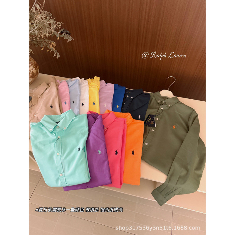 Scan the Qr Code to Purchase Tencel Linen Shirts in 13 Colors, in Stock, with Small Horse Logo Embroidery, Candy Colors, Classic Basic Shirts for Women, Solid Colors
