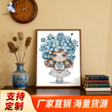 针功夫新款跨境十字绣勿忘我女孩自己绣生态棉套件客厅卧室装饰