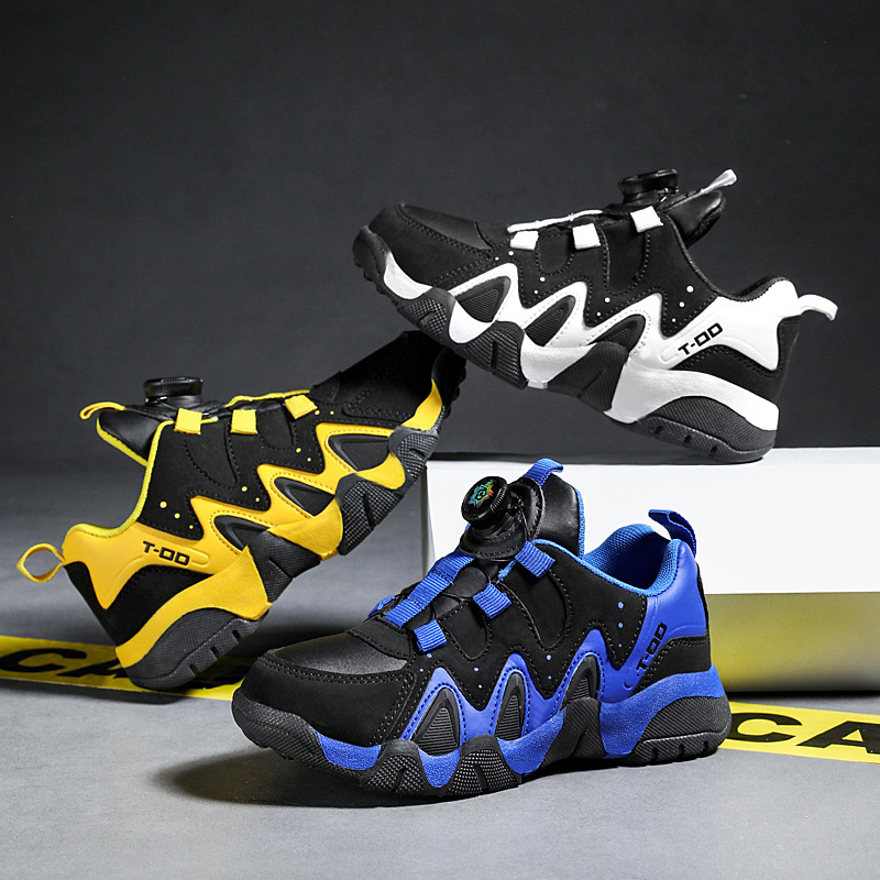 Jongens basketballschoenen van leer met draaisluiting antislip_voghion.com