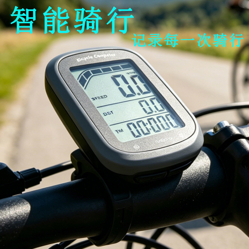 跨境自行车夜光码表有线英文版背光里程表公路山地车触摸屏测速器
