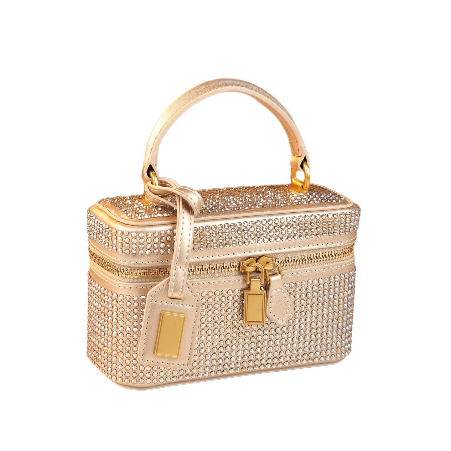 Túi xách nữ đính đá dạ tiệc phong cách cao cấp, đeo vai và đeo chéo — Rhinestone Champagne vàng, Rhinestone đen, Xanh da trờicolor, Rhinestone màu hồng