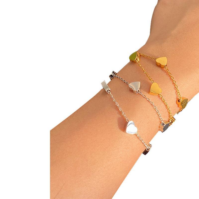 Bracelets Classification Fashion Geometric Heart Shape 201 Stainless Steel Stainless Steel Bracelets In Bulk