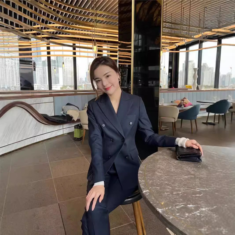 Professional Dress Women's navy blue Casual Small Suit Outer suit Spring and Autumn Korean Style Fashion Elegant Goddess Fan Suit Professional Dress Women's navy blue Casual Small Suit Outer suit Spring and Autumn Korean Style Fashion Elegant Goddess Fan Suit