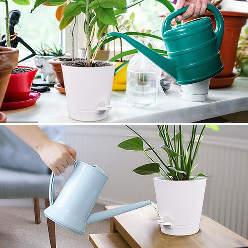 Amazon self-watering flower pot desktop bonsai green plant plastic round flower pot lazy automatic water-absorbing flower pot